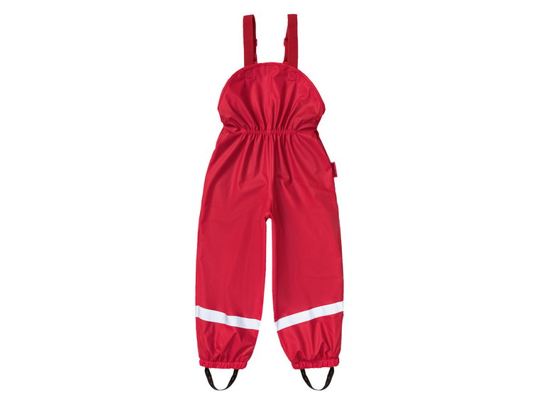 Playshoes Spodnie przeciwdeszczowe dziecięce dla dziewczynki / chłopca, na szelkach z odblaskami (122/128, Czerwony)