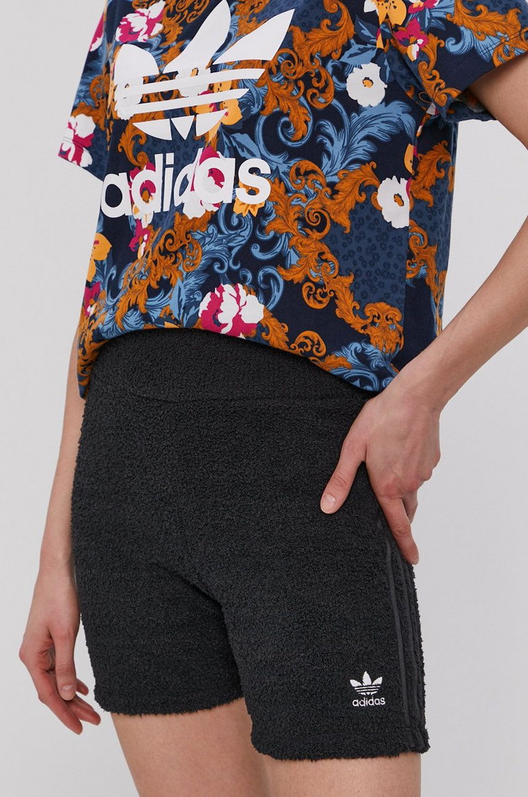 adidas Originals Szorty H18836 damskie kolor czarny gładkie high waist H18836-BLACK