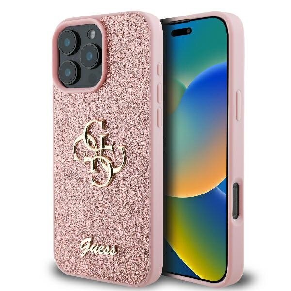 Guess GUHCP16LHG4SGP iPhone 16 Pro 6.3" różowy/pink hardcase Fixed Glitter Big 4G