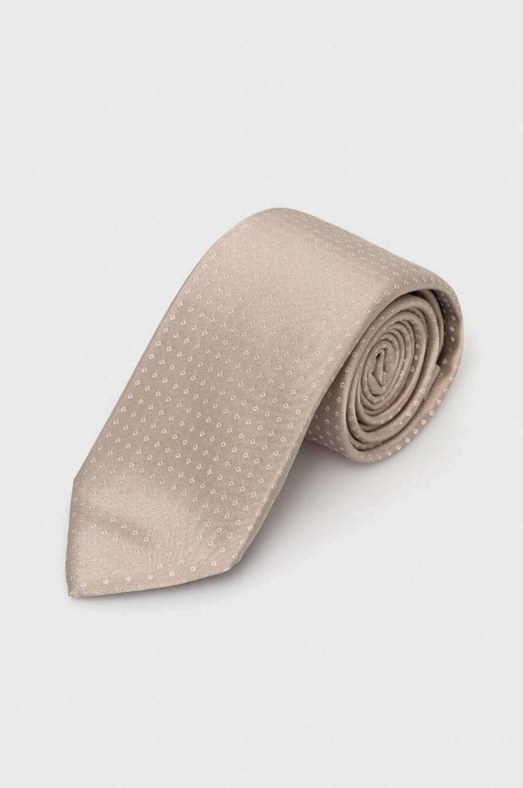 BOSS krawat jedwabny kolor beżowy