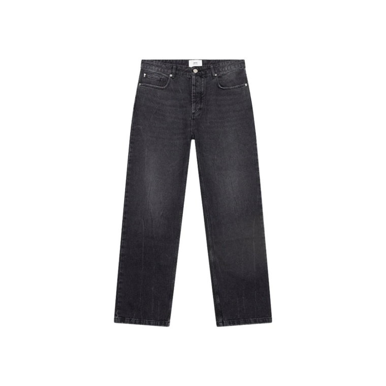 Używane czarne jeansy straight fit Ami Paris