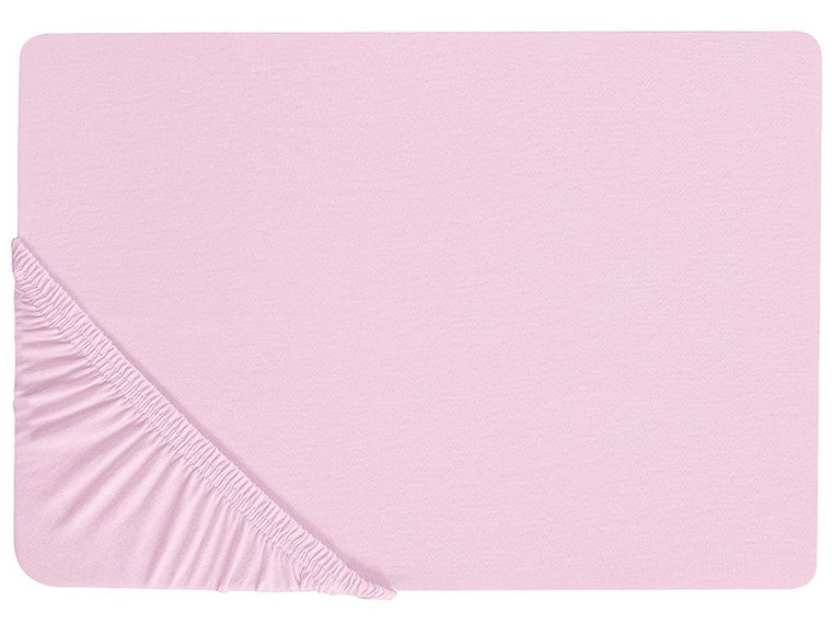 Bawełniane prześcieradło z gumką 160 x 200 cm różowe JANBU