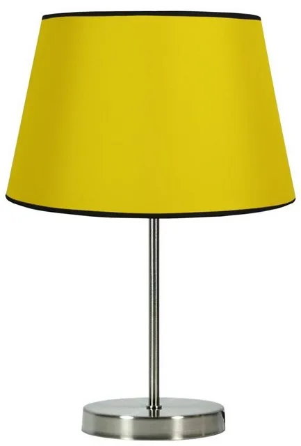 Żółta lampa stołowa z abażurem z tkaniny - V166-Elopi