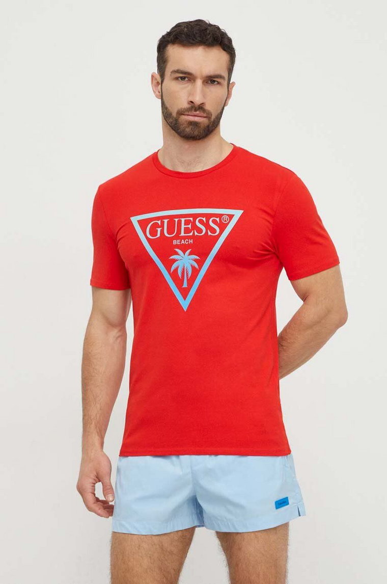 Guess t-shirt męski kolor czerwony z nadrukiem F4GI00 J1311