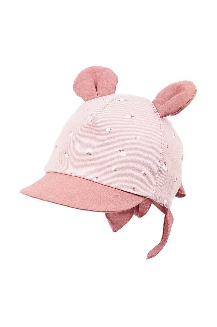 Jamiks czapka z daszkiem bawełniana dziecięca SYLVIANE kolor różowy wzorzysta