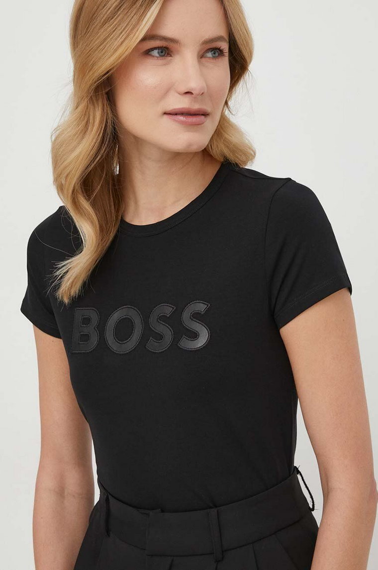 BOSS t-shirt damski kolor czarny