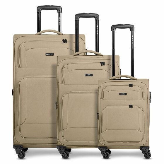 Smartbox Edition 04 4 kółka Zestaw walizek 3-części z plisą rozprężną beige