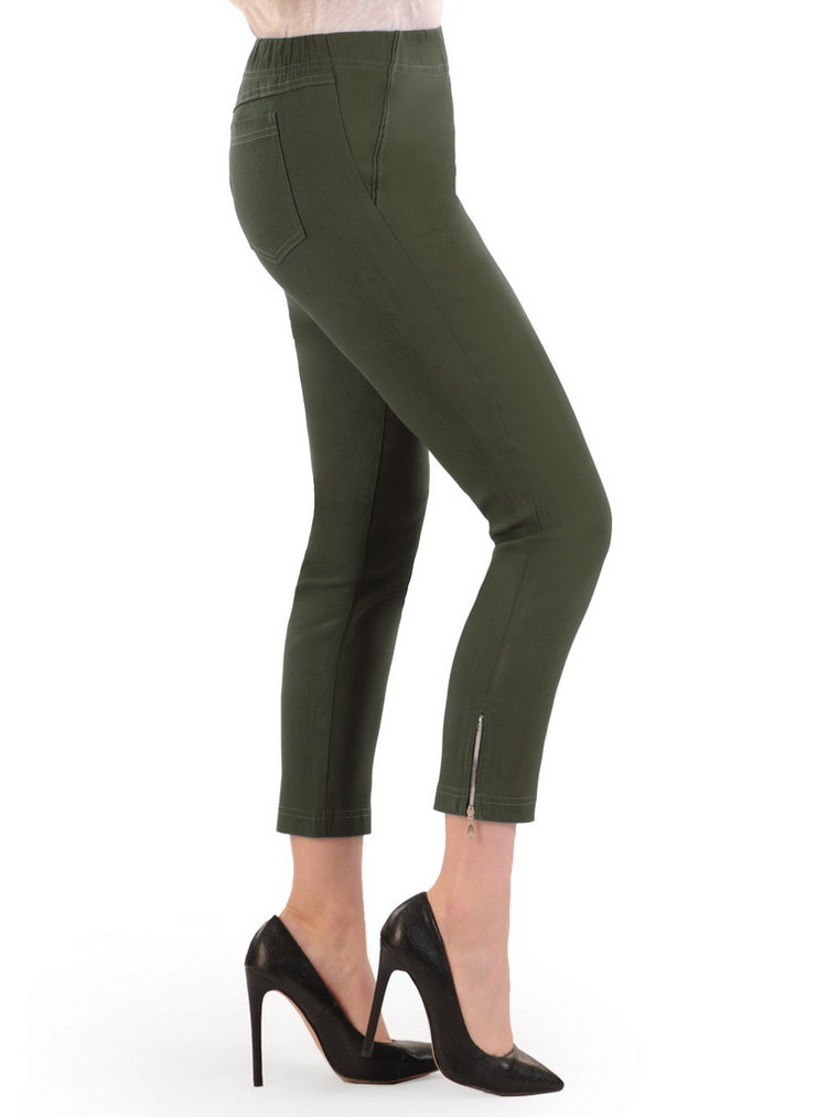 Zielone spodnie damskie z gumą w pasie 35153