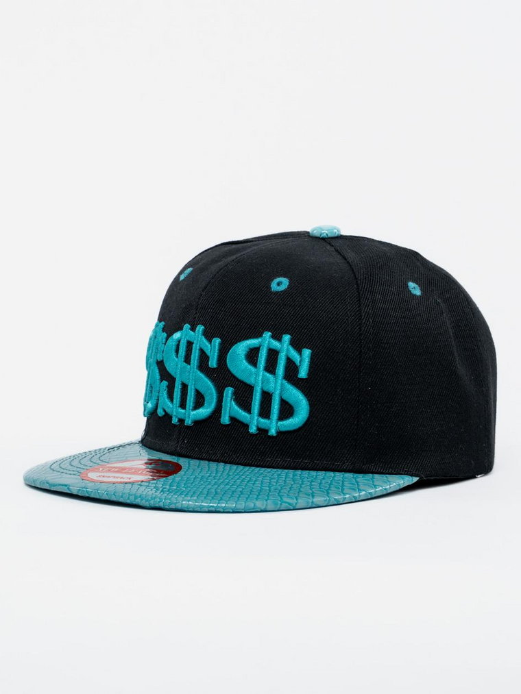 Czapka Z Daszkiem Snapback Czarno-Turkusowa Royal Blue Slick $$$