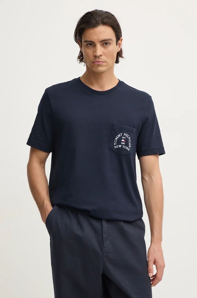 Tommy Hilfiger t-shirt bawełniany męski kolor granatowy z nadrukiem MW0MW36481