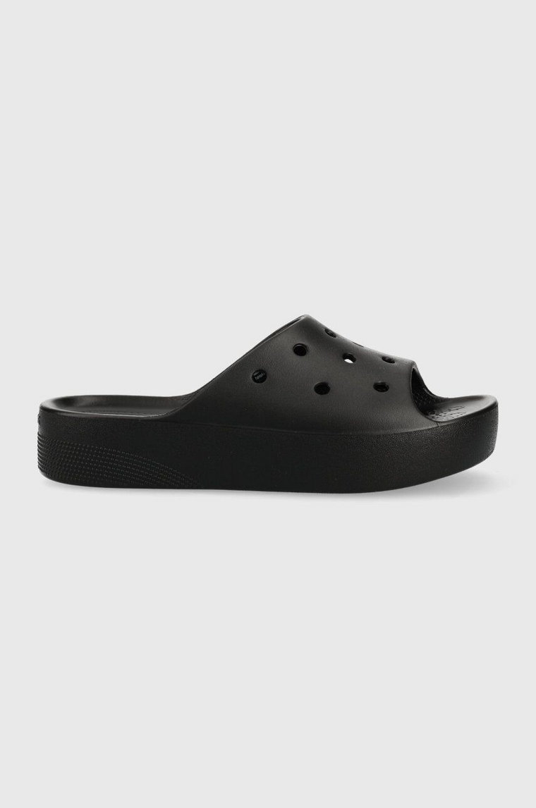 Crocs klapki Classic Platform Slide damskie kolor beżowy na platformie 208180