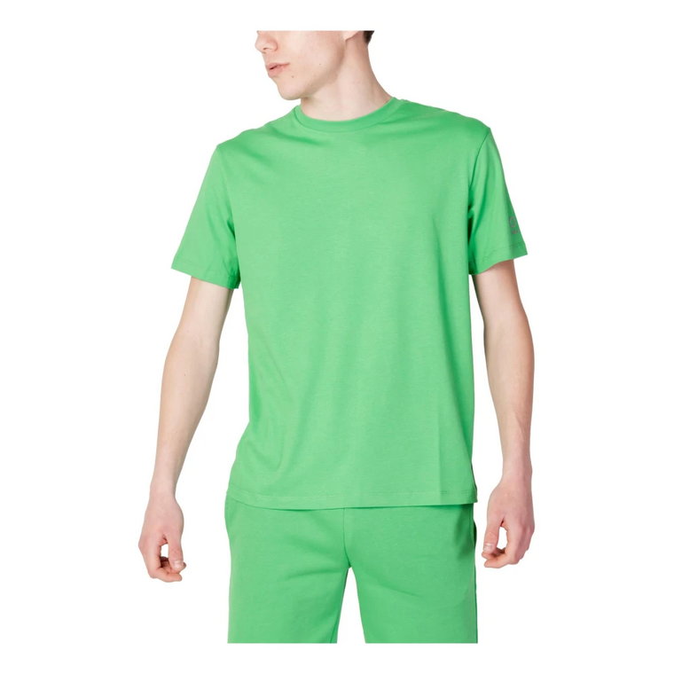 Zielony gładki T-shirt męski Sunspel
