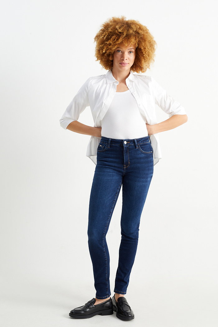 C&A Slim jeans-średni stan-dżinsy modelujące-LYCRA, Niebieski, Rozmiar: 36 krótki
