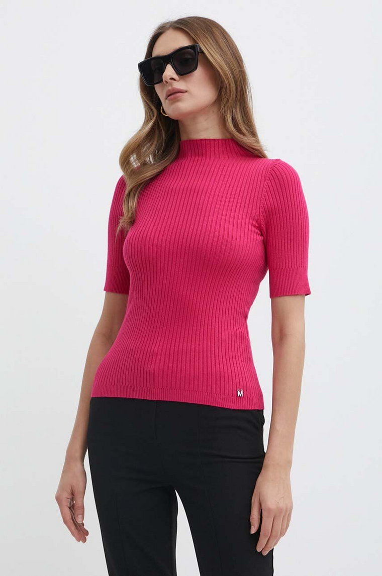 Morgan sweter MAIKI kolor różowy lekki z półgolfem MAIKI