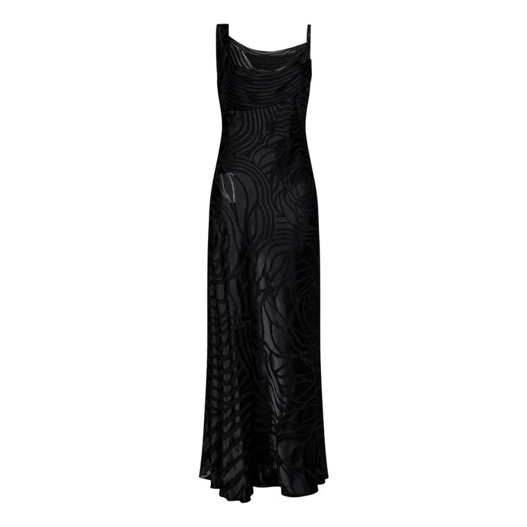 Czarna sukienka z asymetrycznym wzorem kwiatowym Alberta Ferretti