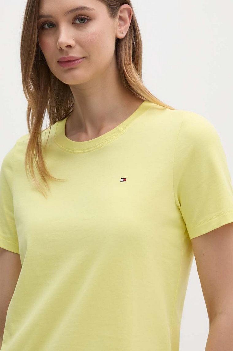 Tommy Hilfiger t-shirt bawełniany kolor żółty