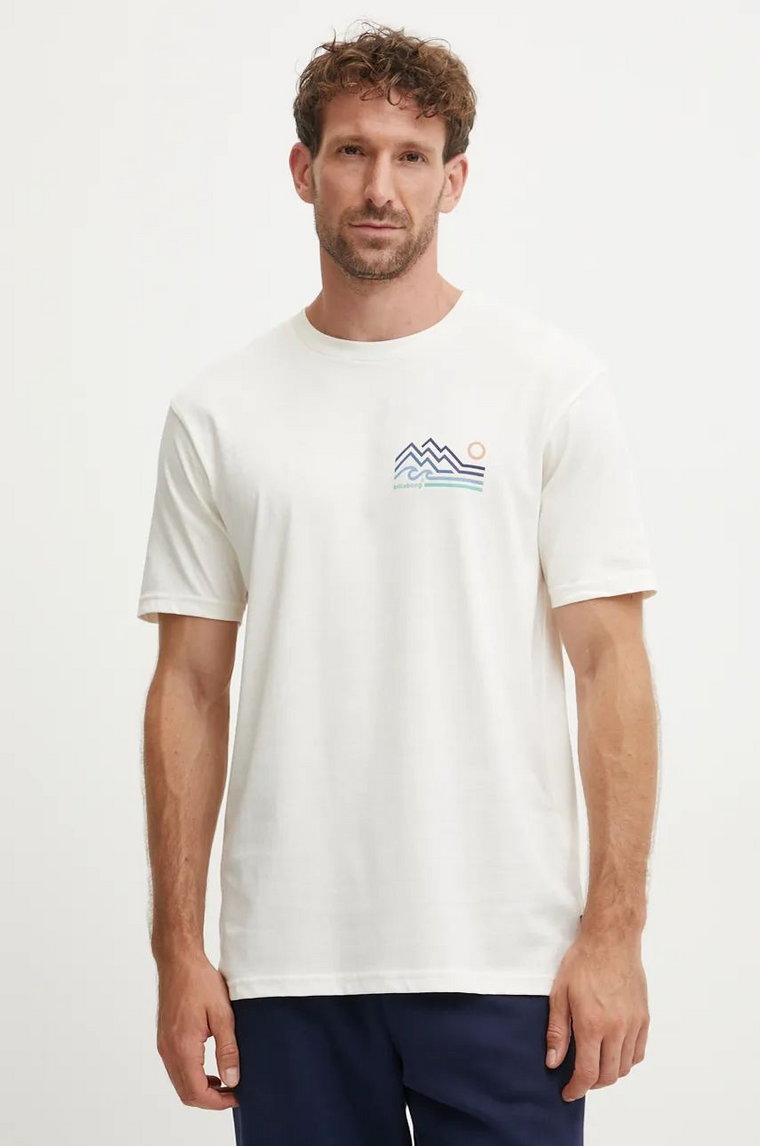 Billabong t-shirt bawełniany Range męski kolor beżowy z nadrukiem ABYZT02467