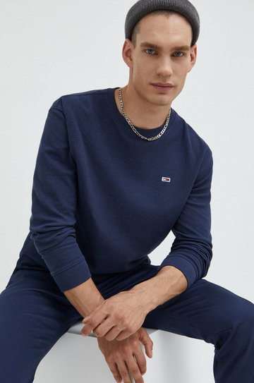 Tommy Jeans sweter bawełniany męski kolor granatowy lekki