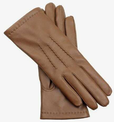 Brązowe, ciepłe i eleganckie damskie rękawiczki skórzane - ocieplane