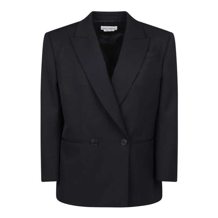 Czarna wełniana kurtka dla kobiet Alexander McQueen
