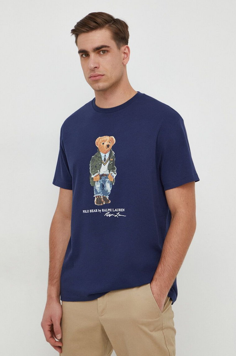 Polo Ralph Lauren t-shirt bawełniany kolor granatowy z nadrukiem