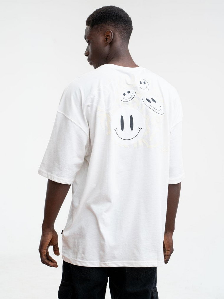 Koszulka Męska Z Krótkim Rękawem Oversize Biała YEP Smile