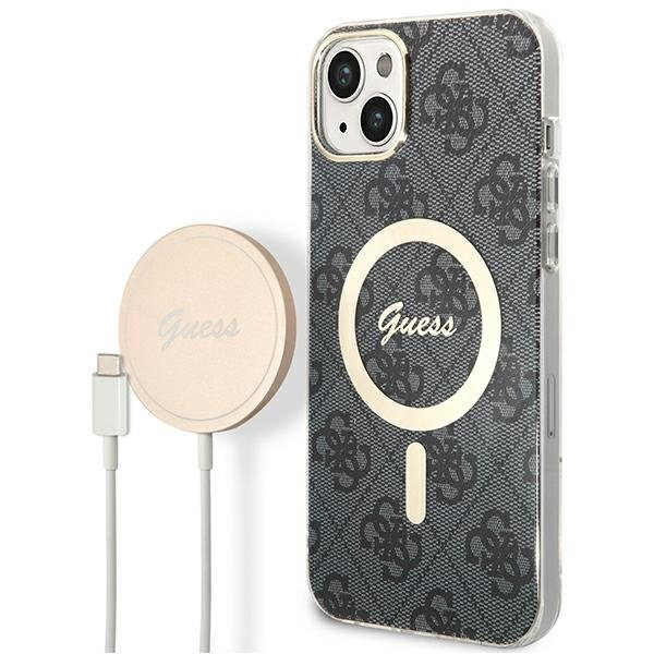 Zestaw Guess GUBPP14MH4EACSK Case+ Charger iPhone 14 Plus 6,7" czarny/black hard case 4G Print MagSafe