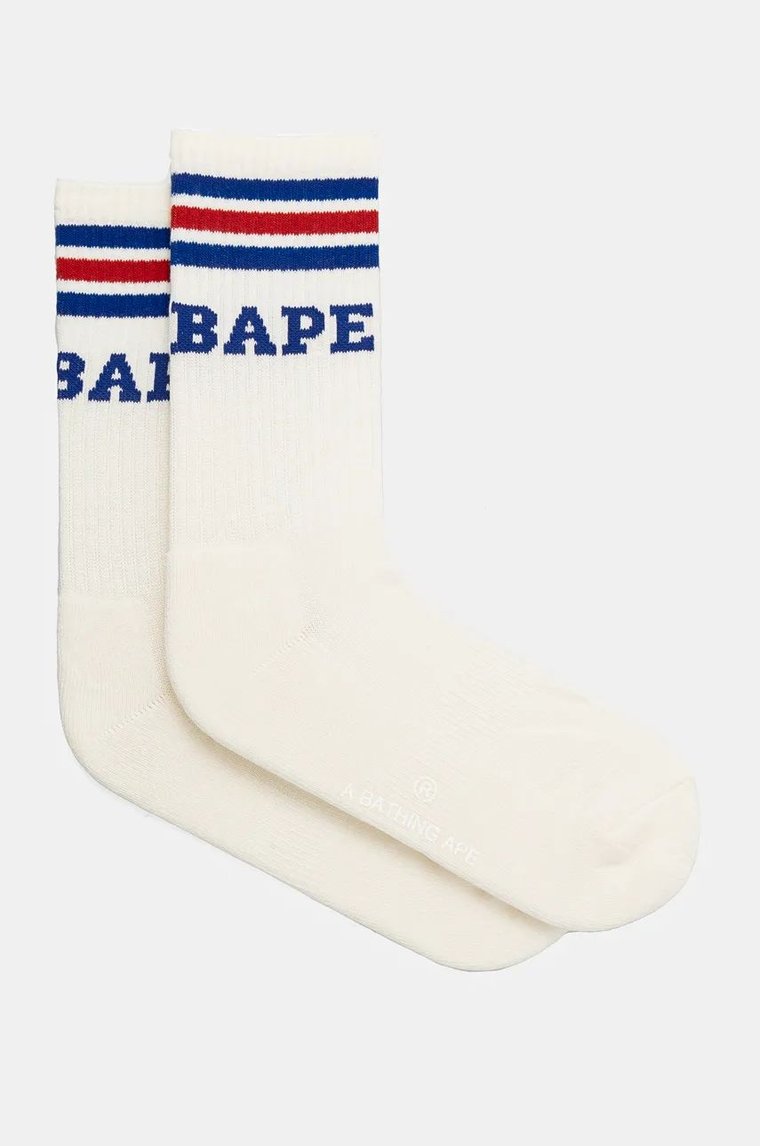 A Bathing Ape skarpetki Bape Stripe męskie kolor beżowy 1K80184003