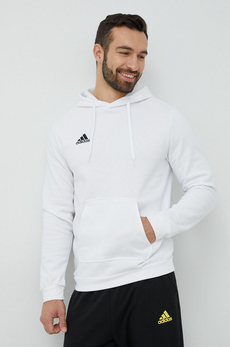 adidas Performance bluza męska kolor biały z kapturem gładka HG6302