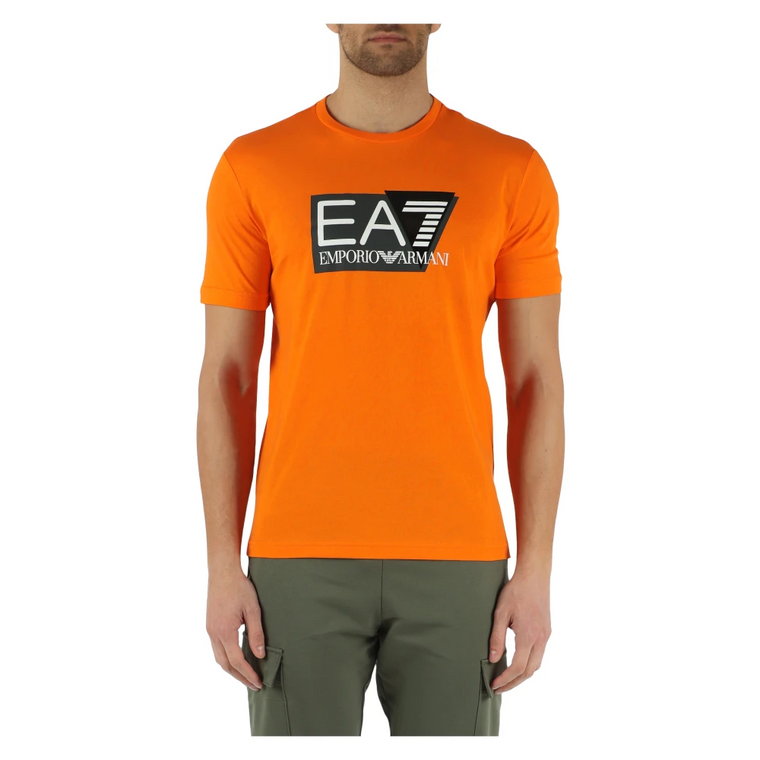 Bawełniana koszulka z nadrukiem logo Emporio Armani EA7