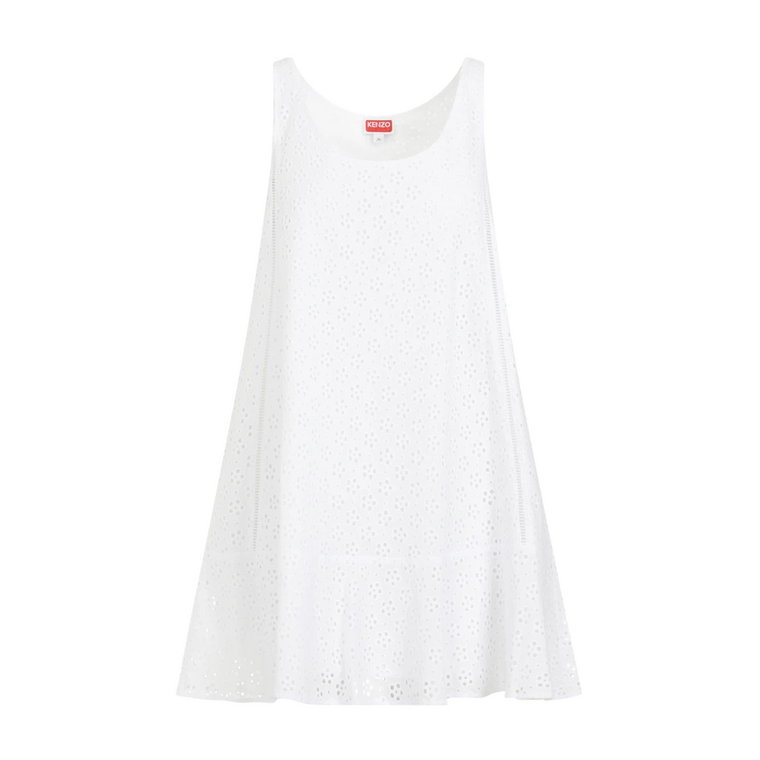 Biała Bawełniana Mini Sukienka Kenzo