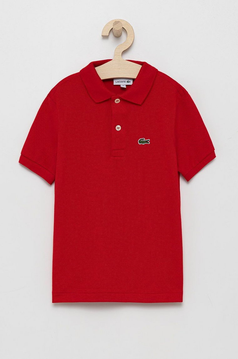 Lacoste polo bawełniane dziecięce kolor czerwony