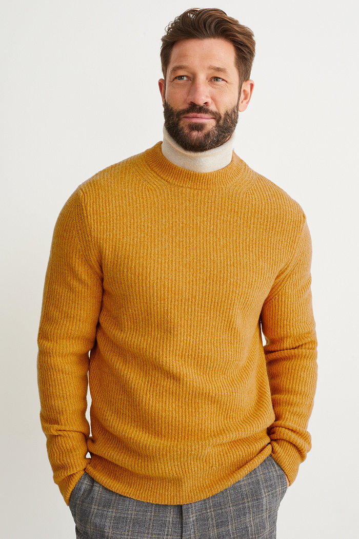 C&A Sweter-miks wełniany, żółty, Rozmiar: L