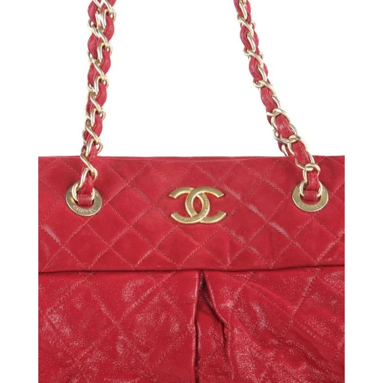 Czerwona pikowana skórzana torba na ramię Chanel Vintage