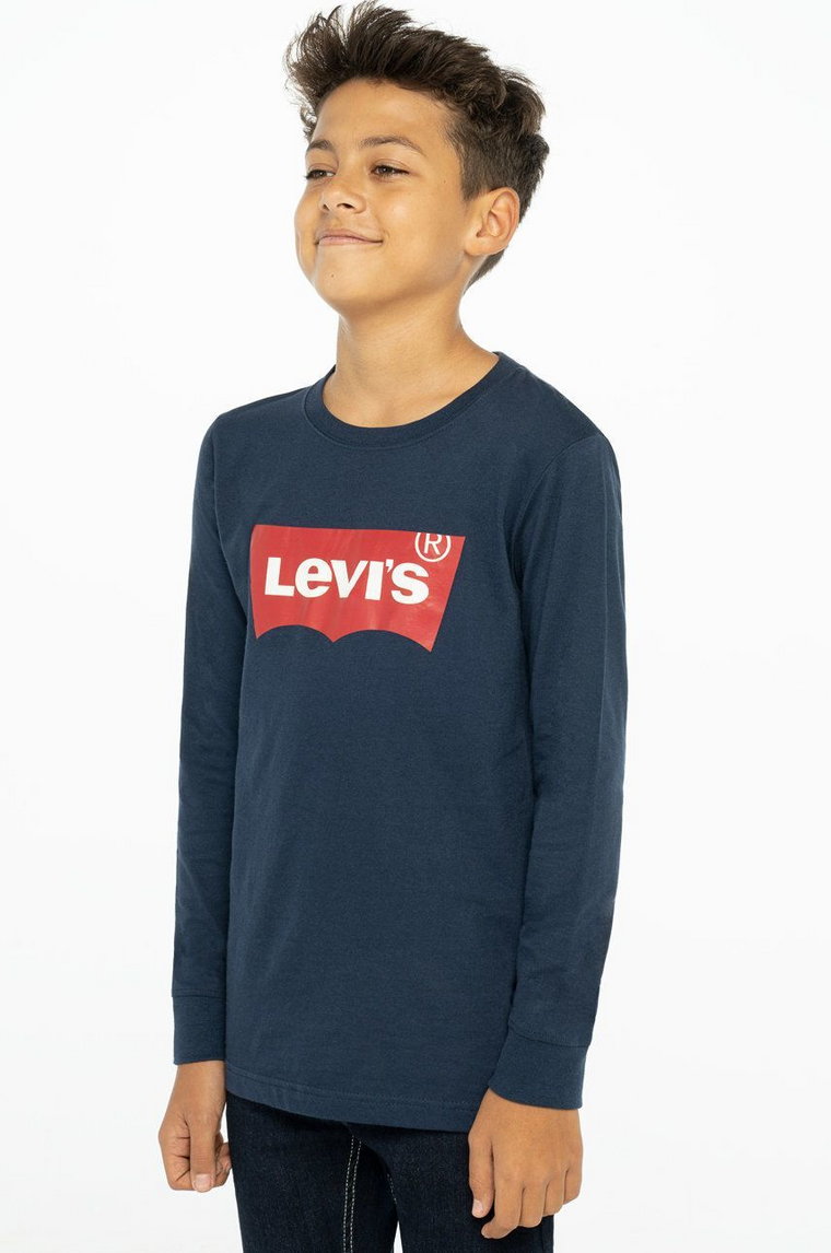 Levi's Longsleeve dziecięcy kolor granatowy z nadrukiem