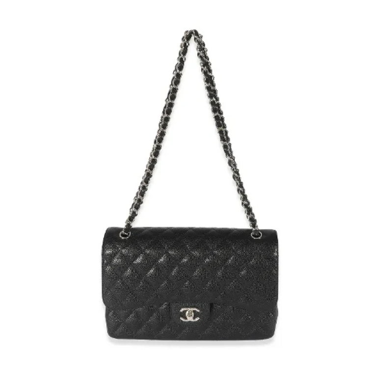 Używana Czarna Skórzana Torba Chanel Flap Chanel Vintage