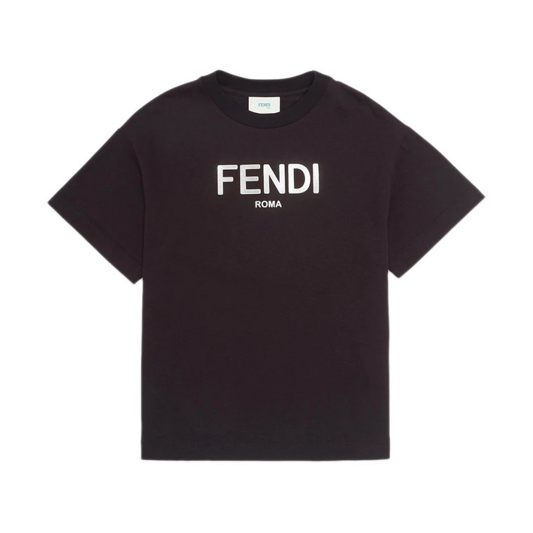 Koszulka z Okrągłym Dekoltem dla Chłopców z Nadrukiem Fendi Roma Fendi