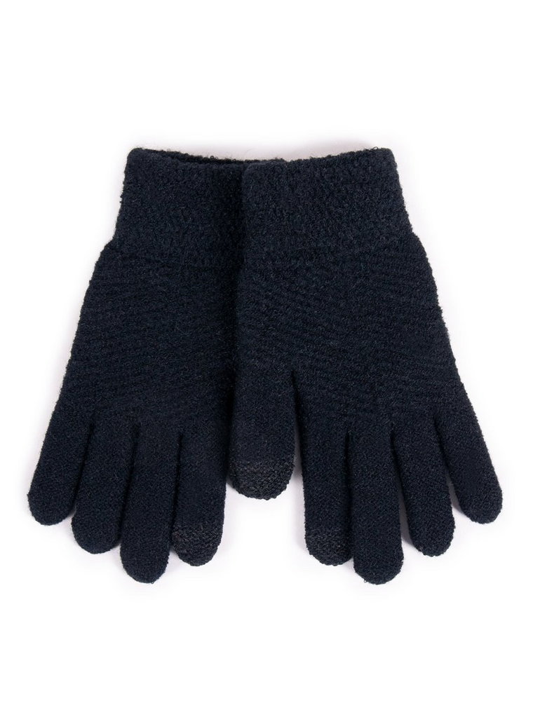 Rękawiczki Dziewczęce Pięciopalczaste Strukturalne Czarne Dotykowe 20 Cm