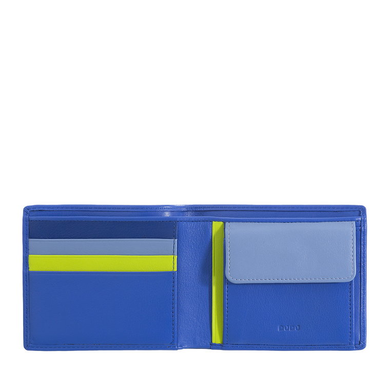 Skórzany portfel męski DUDU z ochroną RFID, kolorowa portmonetka z kieszenią na monety i kieszeniami na karty