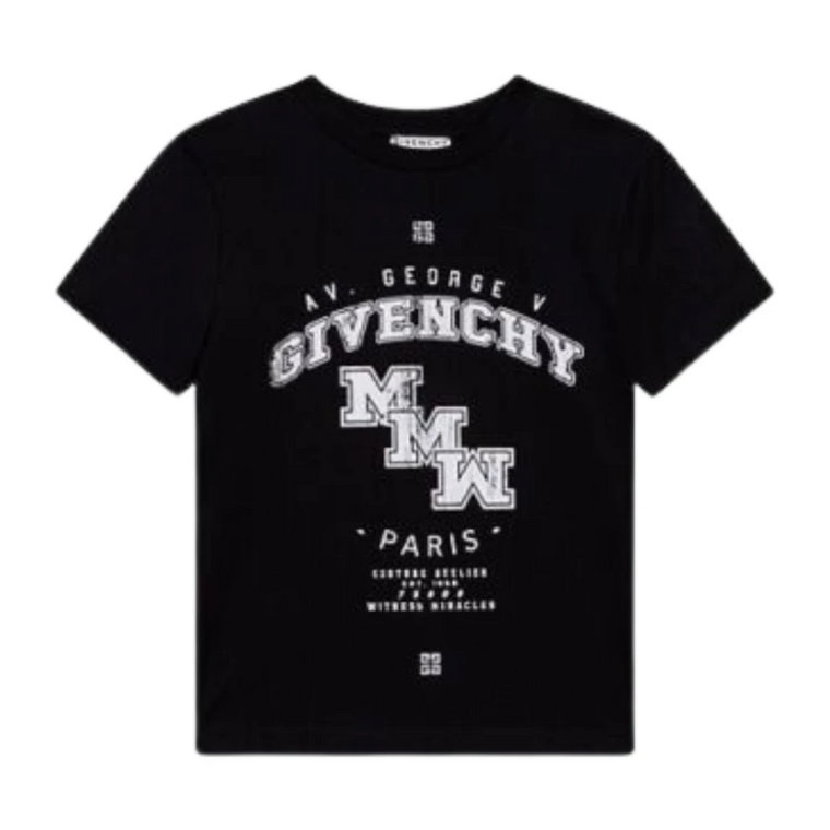 Czarna Koszulka Dziecięca z Nadrukiem Logo Givenchy