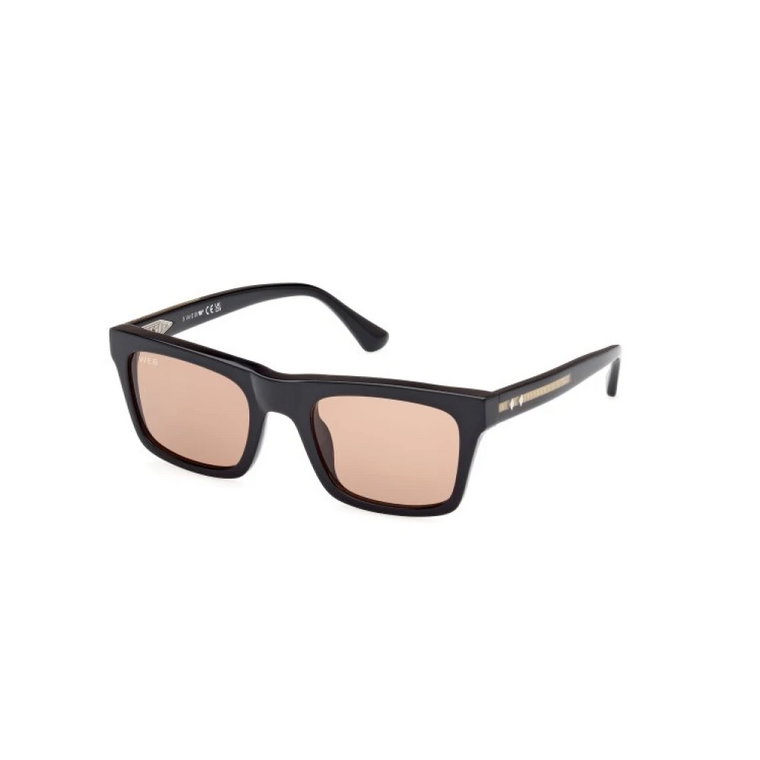 Stylowe Okulary Przeciwsłoneczne Czarny Kwadratowy Błyszczący WEB Eyewear