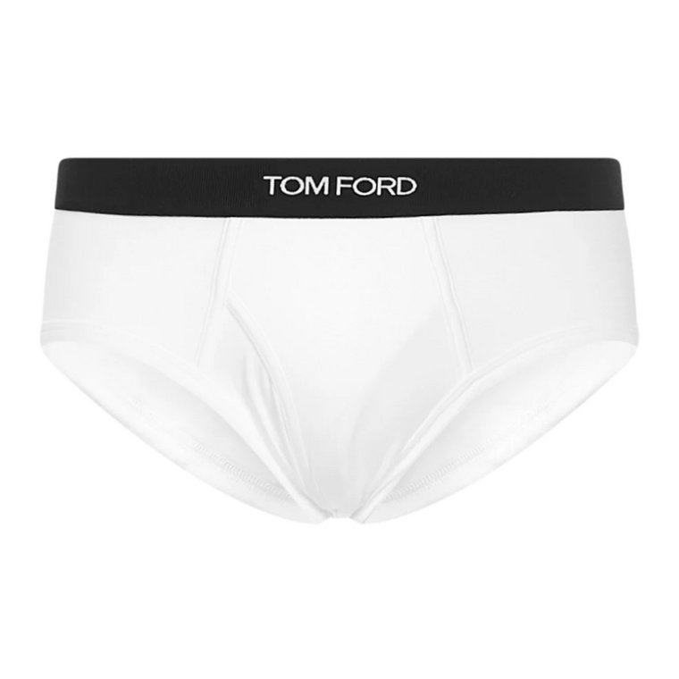 Białe Bawełniane Majtki z Kontrastowym Logo Tom Ford