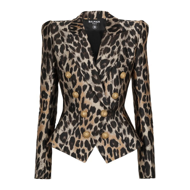 Slim-fit jacket in leopard jacquard Balmain