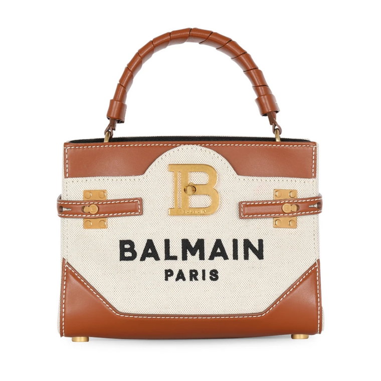 B-Buzz 22 Canvas Top Handle Bag with leather insert Balmain