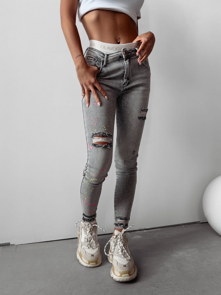 Spodnie jeansowe damskie OLAVOGA NELA 267E szare