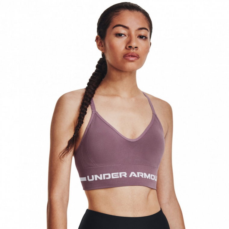 Biustonosz treningowy Under Armour UA Seamless Low Long Bra - fioletowy