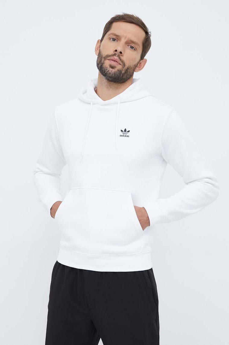 adidas Originals bluza męska kolor biały z kapturem gładka