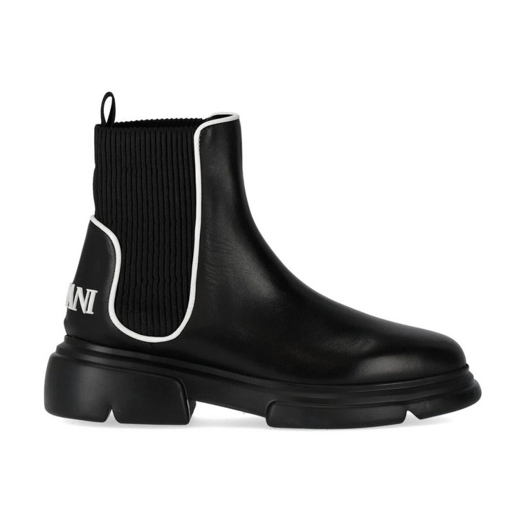 Emporio Armani Black Chelsea Boot z logo Emporio Armani