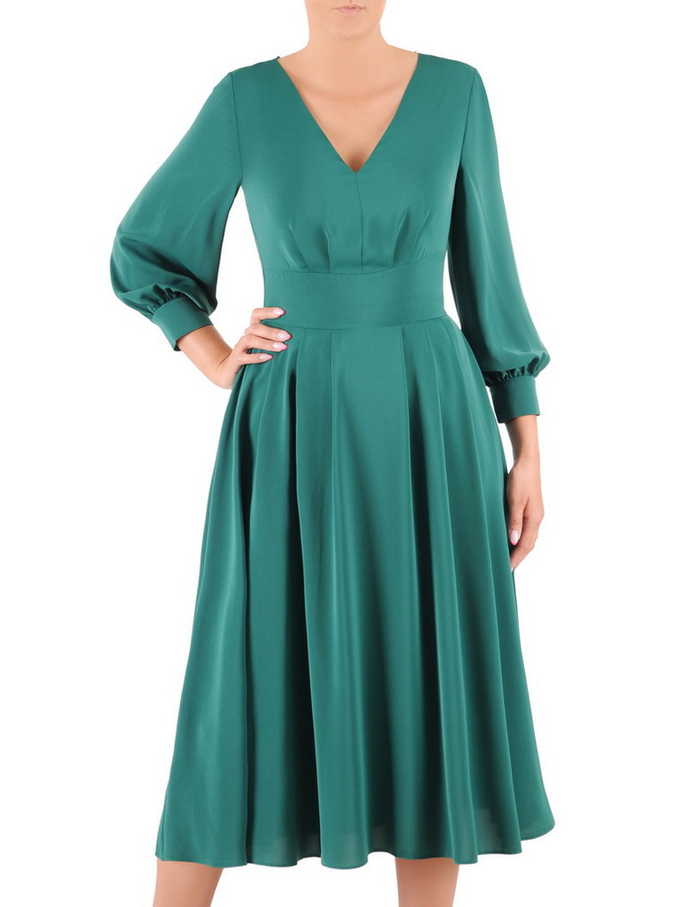 Zielona sukienka z wyszczuplającym pasem 36552