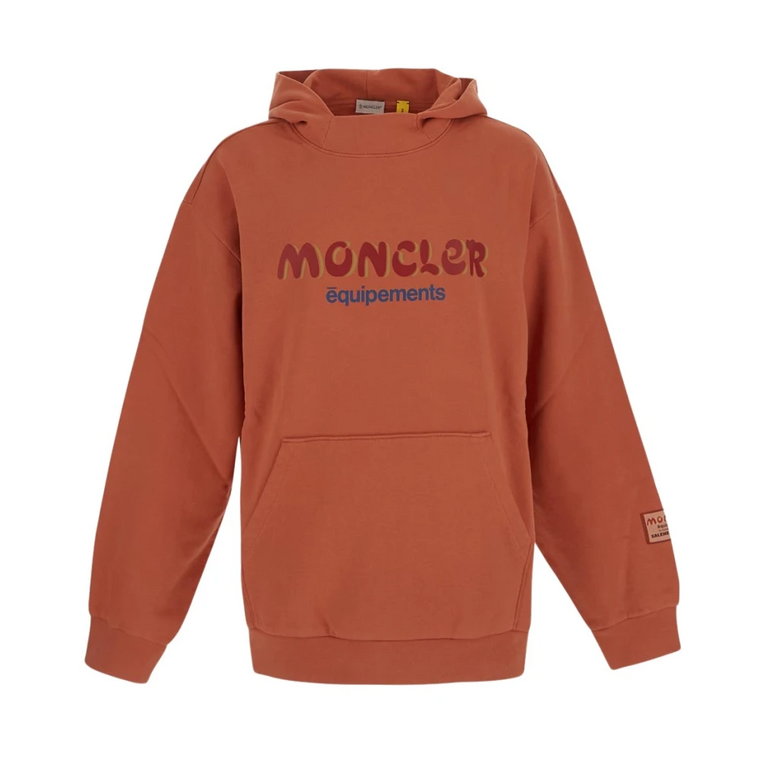 Pomarańczowy Bawełniany Hoodie z Modnym Nadrukiem Logo Moncler